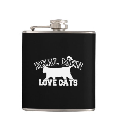 Real Men Love Cats Silhouette Hip Flask