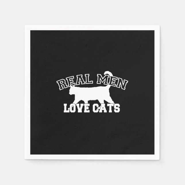 Real Men Love Cats Silhouette Paper Napkins (Front)