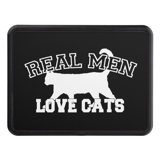 Real Men Love Cats Silhouette Trailer Hitch Cover (Front)