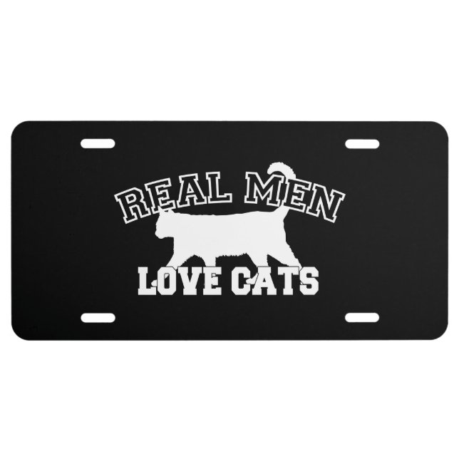 Real Men Love Cats This one is white License Plate (Front)