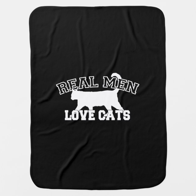 Real Men Love Cats This one is white Receiving Blanket (Front)