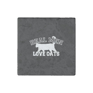 Real Men Love Cats This one is white Stone Magnet