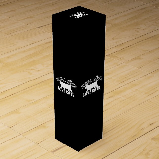 Real Men Love Cats This one is white Wine Gift Box (Front)