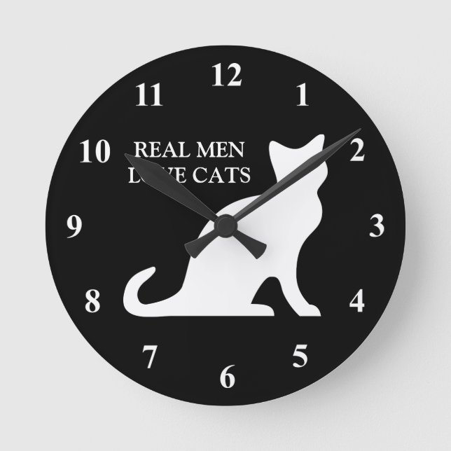 Real men love cats wall clock (Front)