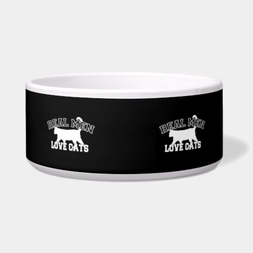 Real Men Love Cats White Silhouette Bowl