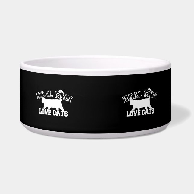 Real Men Love Cats White Silhouette Bowl (Front)