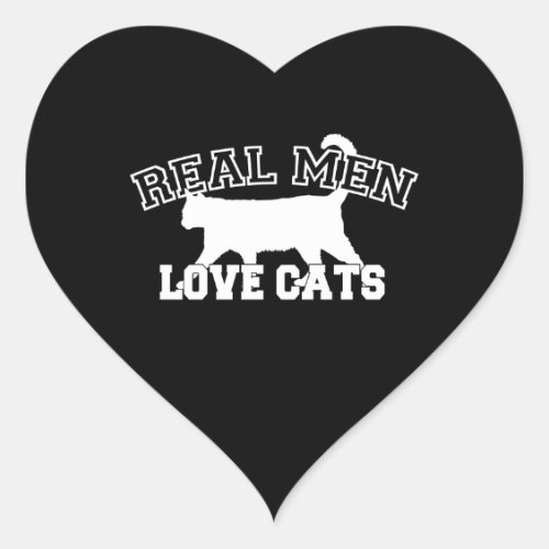 Real Men Love Cats White Silhouette Heart Sticker