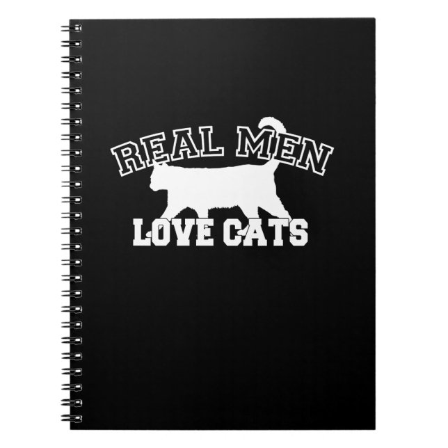 Real Men Love Cats White Silhouette Notebook (Front)