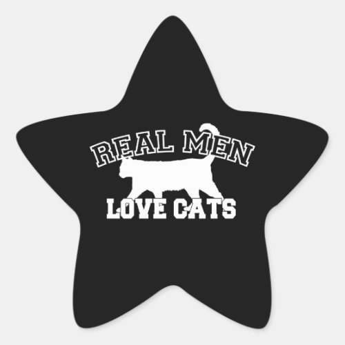 Real Men Love Cats White Silhouette Star Sticker