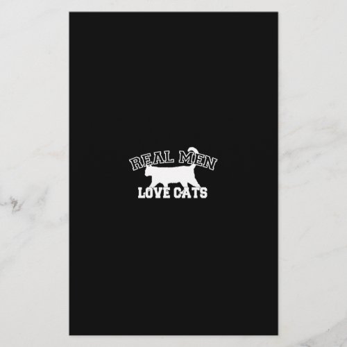 Real Men Love Cats White Silhouette Stationery