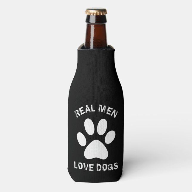 Real Men Love Dogs Custom Text Personalized Bottle Cooler (Bottle Front)