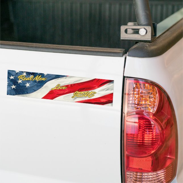 Real men love Jesus Bumper Sticker (On Truck)