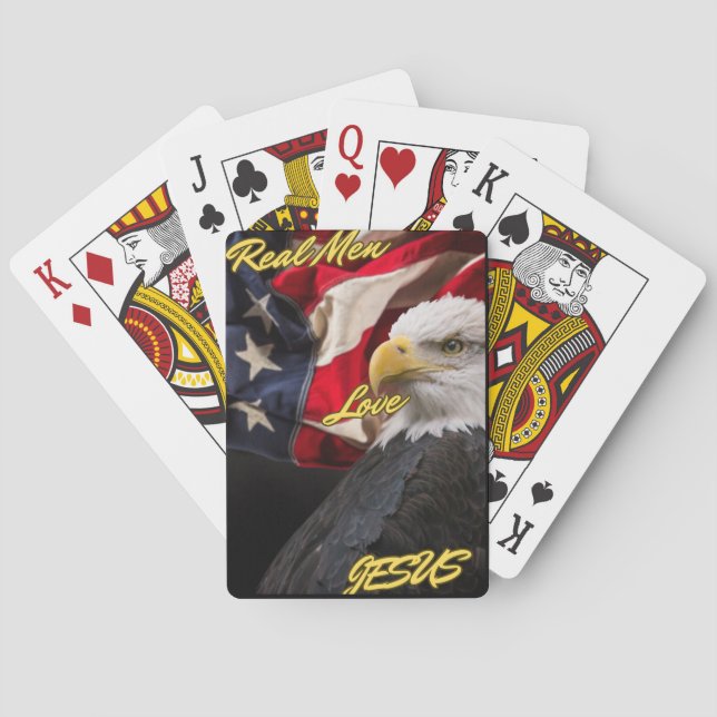 Real men Love Jesus with Eagle Poker Cards (Back)