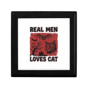 Real Men Loves Cat Halloween Vintage Cat Shirt Des Gift Box