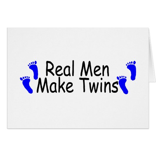 Real Men Make Twins Blue Footprints Cards (Front Horizontal)