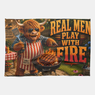 Real Men Play with Fire Kitchen Towel