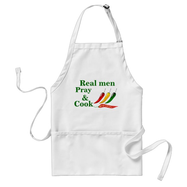 Real Men Pray and Cook Adult Apron (Front)