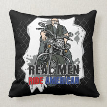 Real Men Ride American Bikes Decorative Pillow throwpillow