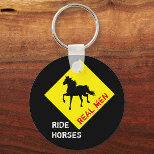 Real Men Ride Horses & Black Horse Party / Rodeo Keychain