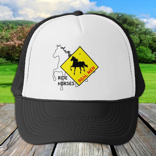 Real Men Ride Horses & Black Horse Party / Rodeo  Trucker Hat (Creator Uploaded)