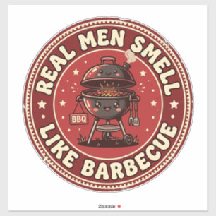 Real Men Smell Like Barbecue Retro Grilling Sticker