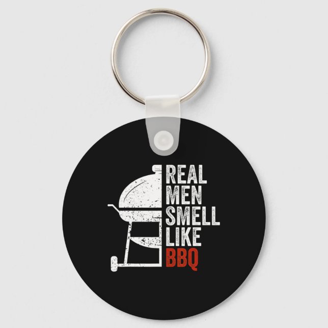 Real Men Smell Like Byrbecue Funny Bbq Grilling Gi Keychain (Front)