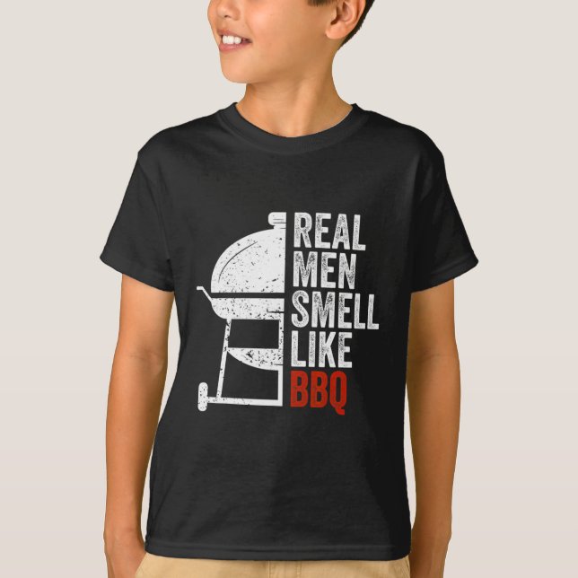 Real Men Smell Like Byrbecue Funny Bbq Grilling Gi T-Shirt (Front)
