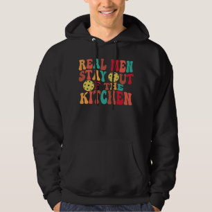 Real Men Stay Out Of Kitchen Pickleball Cool Retro Hoodie