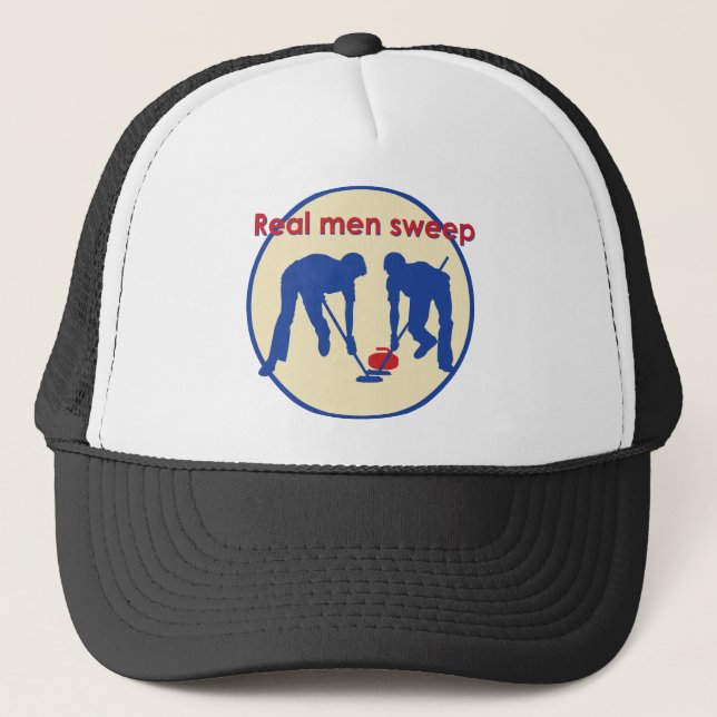 Real Men Sweep! Curling Trucker Hat (Front)
