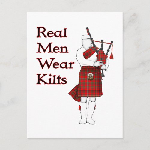 Real Men Wear Kilts Funny Scottish Postcard