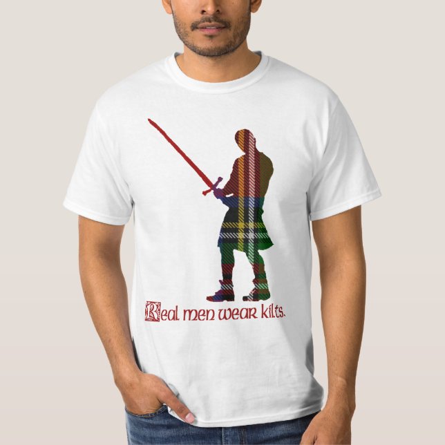 Real Men Wear Kilts Royal Stewart Scottish Tartan T-Shirt (Front)