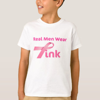 REAL MEN WEAR PINK BREAST CANCER AWARENESS PRINT T-Shirt