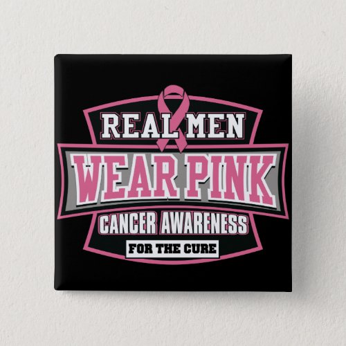 REAL Men Wear Pink For The Cure Breast Cancer Pinback Button