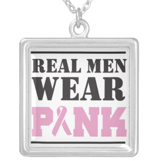 Real Men Wear Pink Silver Plated Necklace