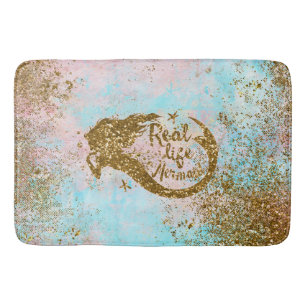 Real Mermaid Life- Glitter Gold Mermaid Bathroom Mat