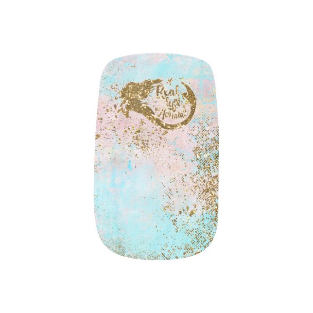 Real Mermaid Life- Glitter Gold Mermaid Minx Nail Wraps (Right Thumb)