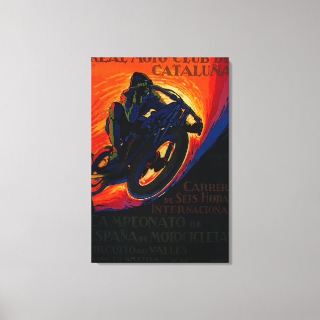 Real Moto Club Vintage PosterEurope Canvas Print (Front)