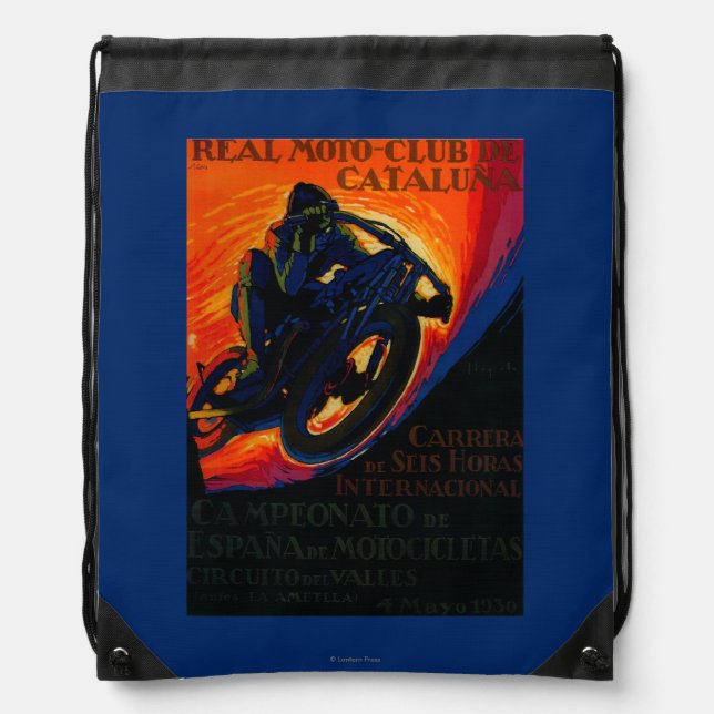 Real Moto Club Vintage PosterEurope Drawstring Bag (Front)