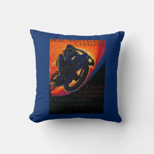 Real Moto Club Vintage PosterEurope Throw Pillow