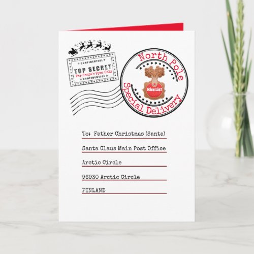 Real North Pole Delivery address for children kids Card