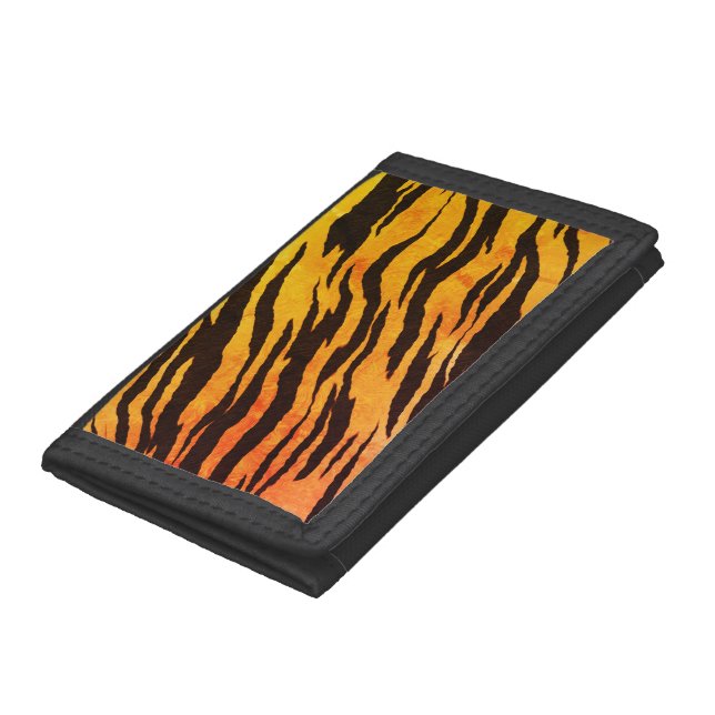 Real Orange Tiger Pattern Tiger Stripe Print Men's Trifold Wallet (Bottom)