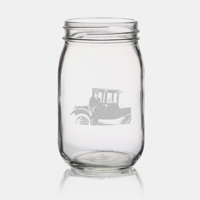 Real Photo Antique Car Mason Jar (Glassware)