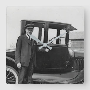 Real Photo Antique Car Wall Clock