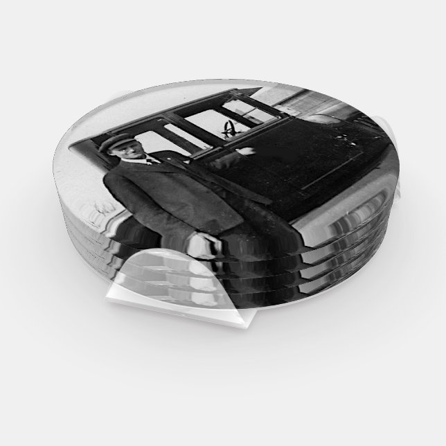 Real Photo Antique Car with Owner Coaster Set (Set)