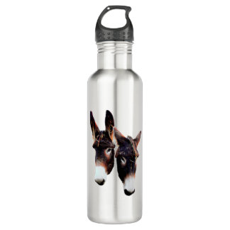 Real photo duo of donkeys - Stylized Stainless Steel Water Bottle