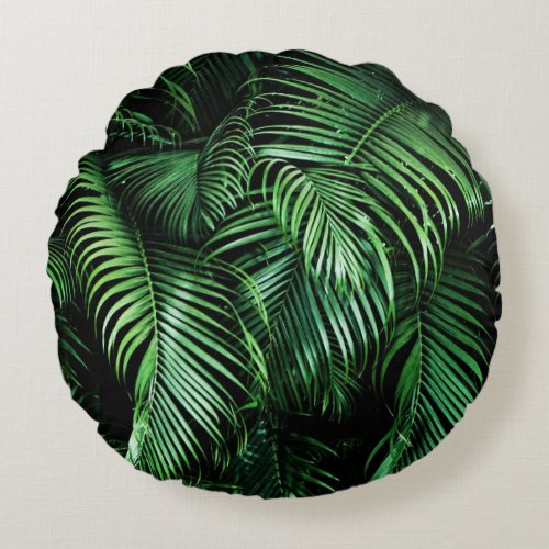 Real Photo Tropical Florals Round Pillow