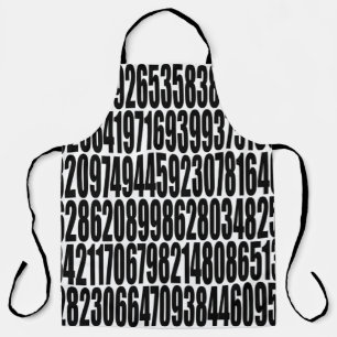 Real Pi Digits Black and White Math Numbers Apron