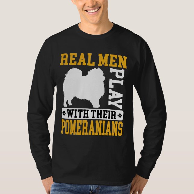 Real Play With Pomeranian Dog Puppie T-Shirt (Front)