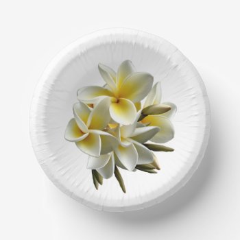 Real Plumeria Frangipani Flowers Paper Bowls by sandpiperWedding at Zazzle
