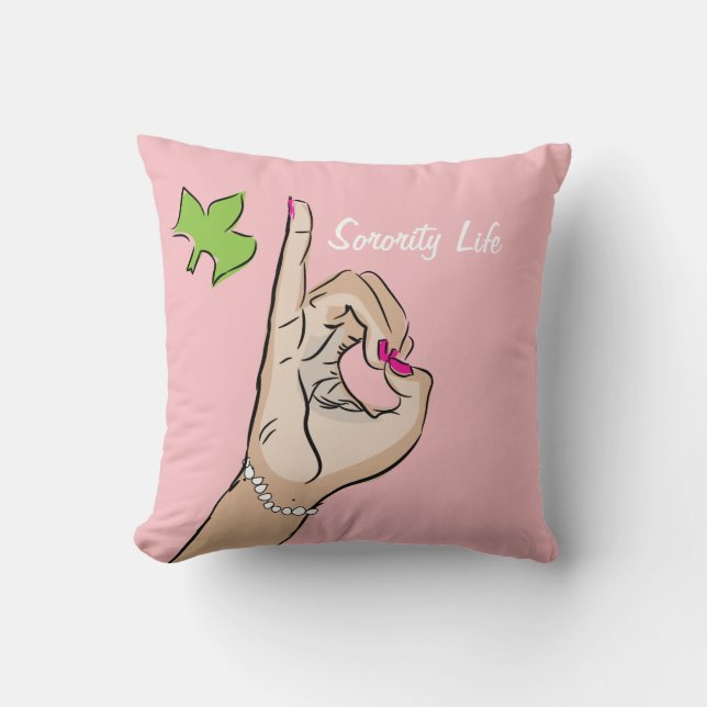 Real Pretty Girls pink and green Throw Pillow (Front)